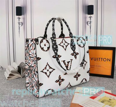 High Quality Copy L---V Onthego White Genuine Leather Shoulder Bag